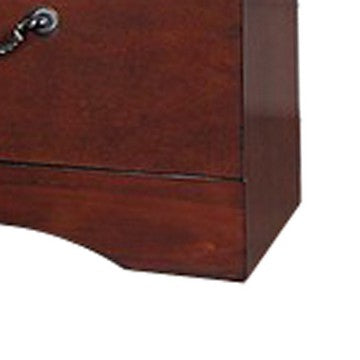 Benjara Bran 27 Inch 2 Drawer Nightstand, Pine Wood, Grain Details, Cherry Brown