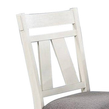 Benjara Lexi 24 Inch Classic Dining Side Chair, Padded Seat, Set of 2, Gray, White