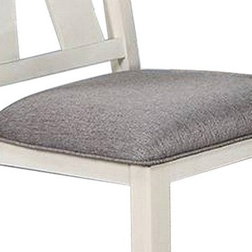 Benjara Lexi 24 Inch Classic Dining Side Chair, Padded Seat, Set of 2, Gray, White