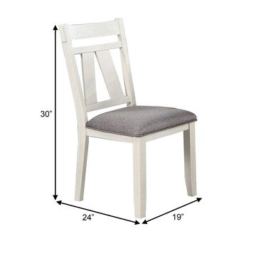 Benjara Lexi 24 Inch Classic Dining Side Chair, Padded Seat, Set of 2, Gray, White
