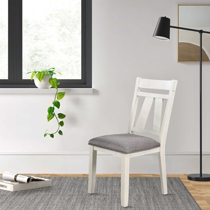 Benjara Lexi 24 Inch Classic Dining Side Chair, Padded Seat, Set of 2, Gray, White