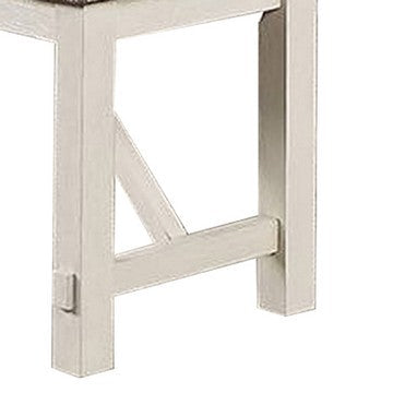 Benjara Lexi 50 Inch Dining Bench, Fabric Padded Seat, Rubberwood, Gray And White