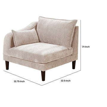 Benjara Rio 33 Inch Modular Single Arm Corner Chair, 2 Lumbar Cushions, Blush Pink