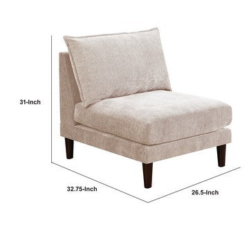 Benjara Rio 33 Inch Modular Armless Sofa Chair, Lumbar Cushion, Blush Pink