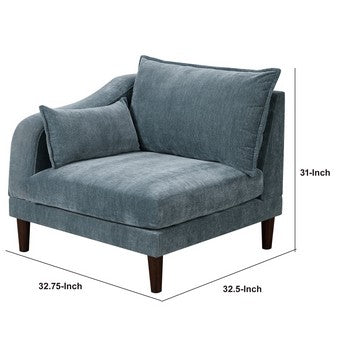 Benjara Rio 33 Inch Modular Single Arm Corner Chair, 2 Lumbar Cushions, Slate Blue