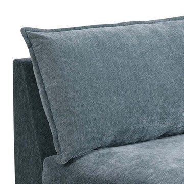 Benjara Rio 33 Inch Modular Armless Sofa Chair, Lumbar Cushion, Slate Blue Fabric