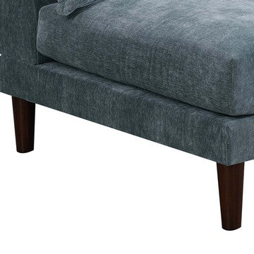 Benjara Rio 33 Inch Modular Armless Sofa Chair, Lumbar Cushion, Slate Blue Fabric