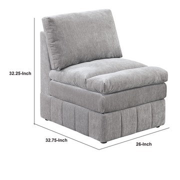 Benjara Luna 35 Inch Modular Armless Chair, Three Layer Plush Cushioned Seat, Gray