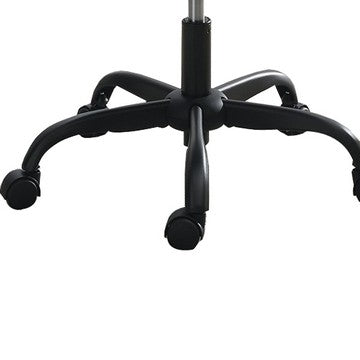 Benjara Ida 26 Inch Ergonomic Office Chair, Faux Leather Swivel Seat, Black, Blue