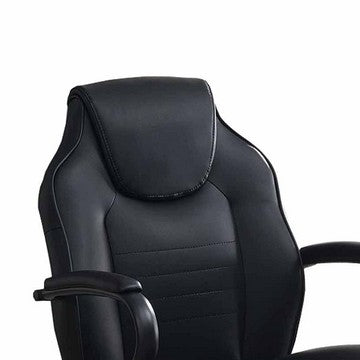 Benjara Rue 27 Inch Ergonomic Office Chair, Vegan Faux Leather Swivel Seat, Black