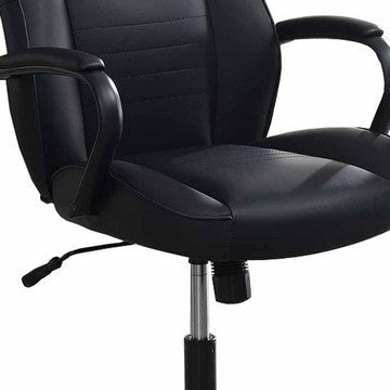 Benjara Rue 27 Inch Ergonomic Office Chair, Vegan Faux Leather Swivel Seat, Black