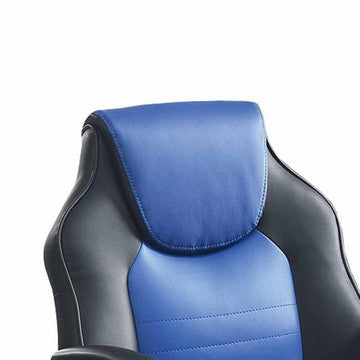 Benjara Rue 27 Inch Ergonomic Office Chair, Faux Leather Swivel Seat, Black, Blue