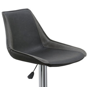 Benjara Carl 25-29 Inch Vegan Faux Leather Bar Stool, Adjustable Height, Set of 2, Gray Seat