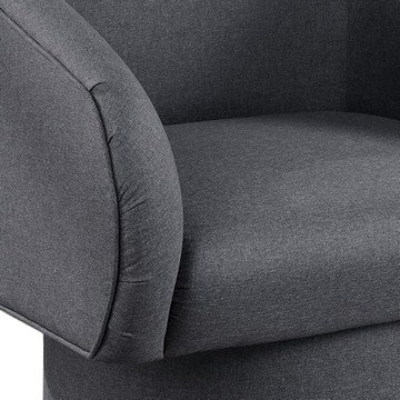 Benjara Tim 30 Inch Fabric Upholstered Accent Chair, 360 Swivel Seat, Gray