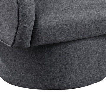 Benjara Tim 30 Inch Fabric Upholstered Accent Chair, 360 Swivel Seat, Gray