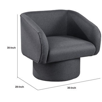 Benjara Tim 30 Inch Fabric Upholstered Accent Chair, 360 Swivel Seat, Gray