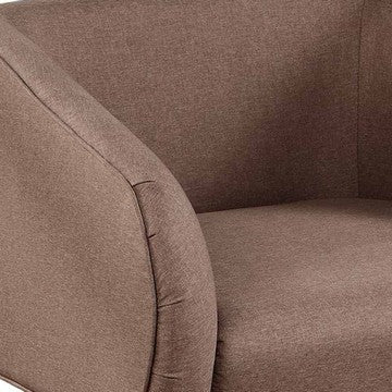 Benjara Tim 30 Inch Fabric Upholstered Accent Chair, 360 Swivel Seat, Brown