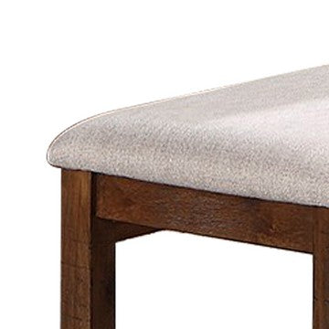 Benjara 48 Inch Classic Fabric Upholstered Dining Bench, Pine Wood, Ivory And Brown