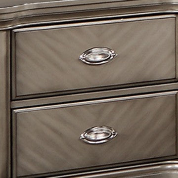 Benjara Ada 28 Inch Classic Rustic 2 Drawer Nightstand, Chevron Design, Brown