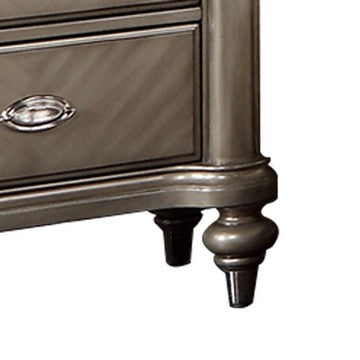 Benjara Ada 28 Inch Classic Rustic 2 Drawer Nightstand, Chevron Design, Brown