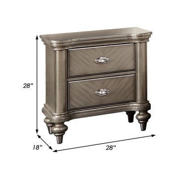 Benjara Ada 28 Inch Classic Rustic 2 Drawer Nightstand, Chevron Design, Brown