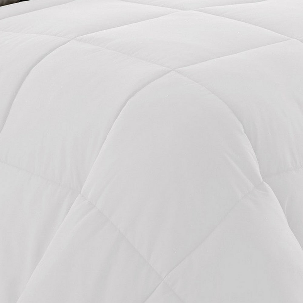 The Urban Port Beth Reversible Microfiber Queen Comforter, Squared Stitching, White, Gray