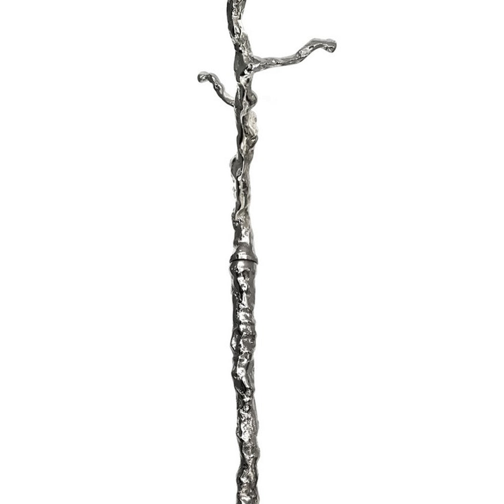 Benjara 71 Inch Modern Aluminum Coat Stand, Branch Accent, Perched Bird, Silver