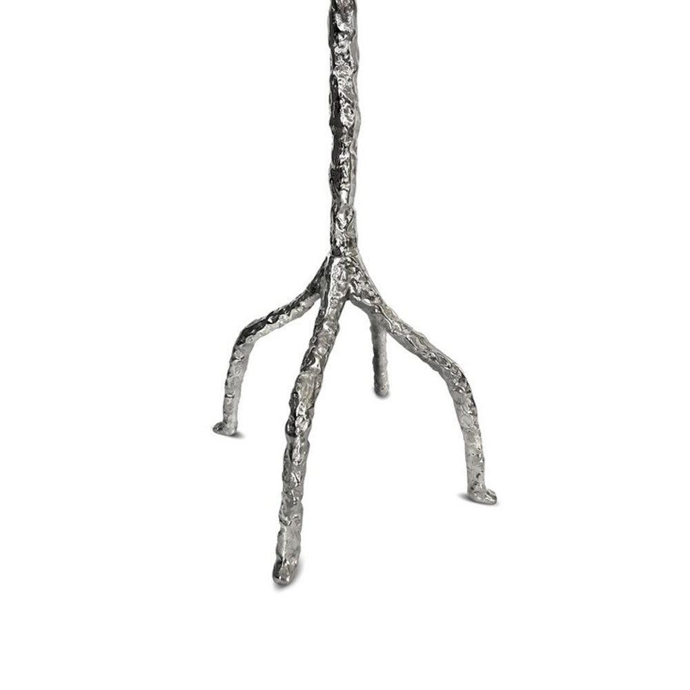 Benjara 71 Inch Modern Aluminum Coat Stand, Branch Accent, Perched Bird, Silver