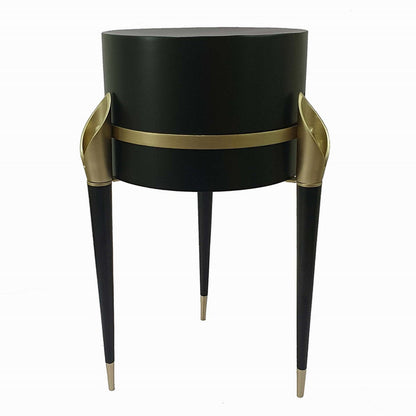 Benjara 22 Inch Planter on Stand, Lily Design, Modern, Iron Legs, Brass, Black