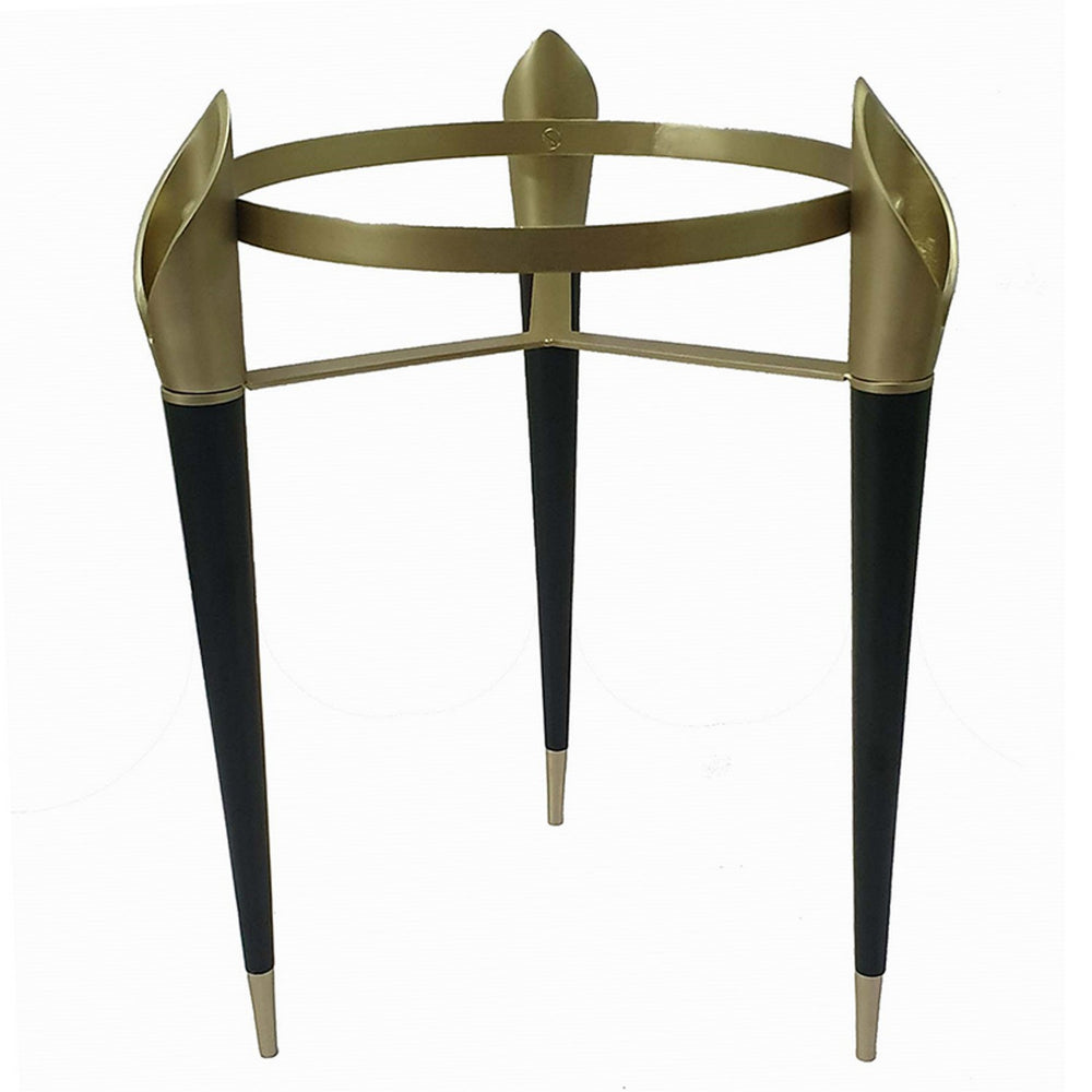 Benjara 22 Inch Planter on Stand, Lily Design, Modern, Iron Legs, Brass, Black