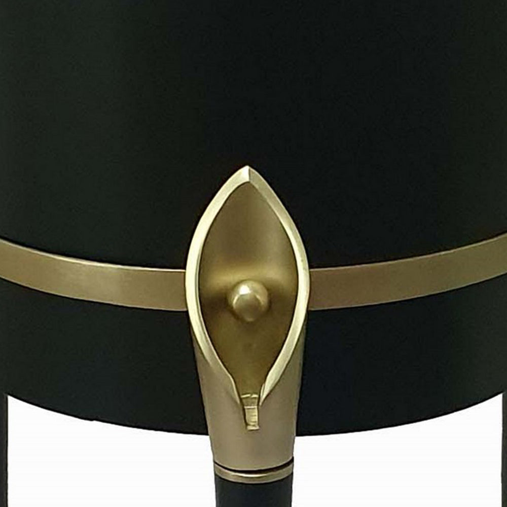 Benjara 22 Inch Planter on Stand, Lily Design, Modern, Iron Legs, Brass, Black