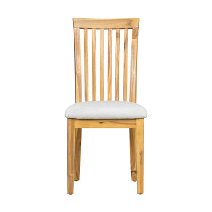 Benjara 21 Inch Fabric Dining Side Chair, Slatted Back, Set of 2, Gray, Brown
