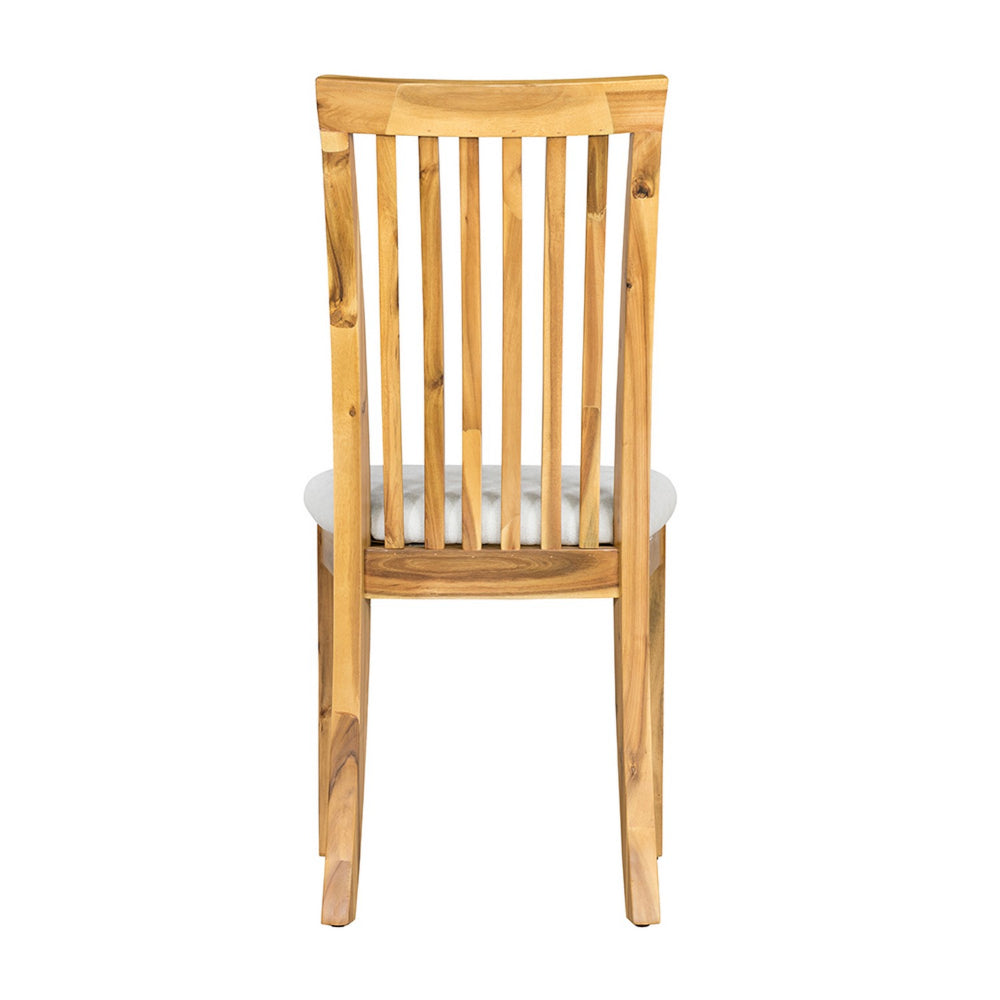Benjara 21 Inch Fabric Dining Side Chair, Slatted Back, Set of 2, Gray, Brown