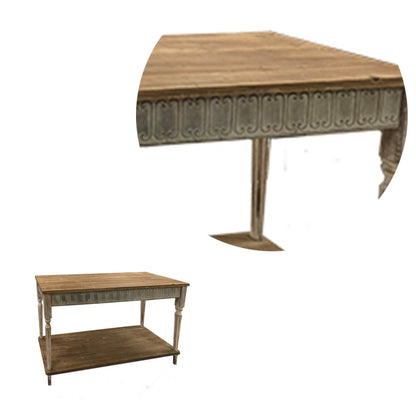 Benjara 47 Inch Wood Console Table, 1 Open Shelf, Embossed Details, Weathered Brown