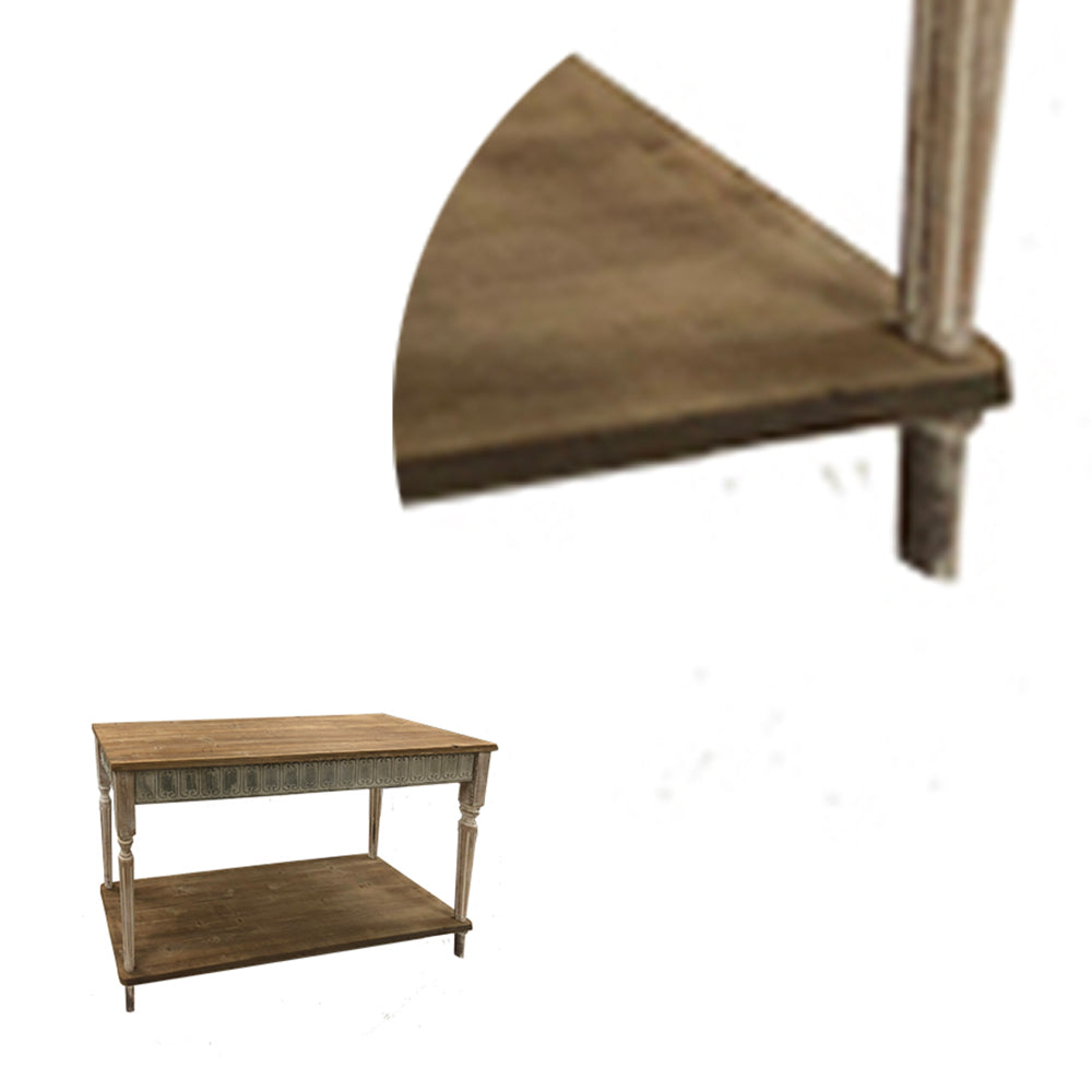 Benjara 47 Inch Wood Console Table, 1 Open Shelf, Embossed Details, Weathered Brown