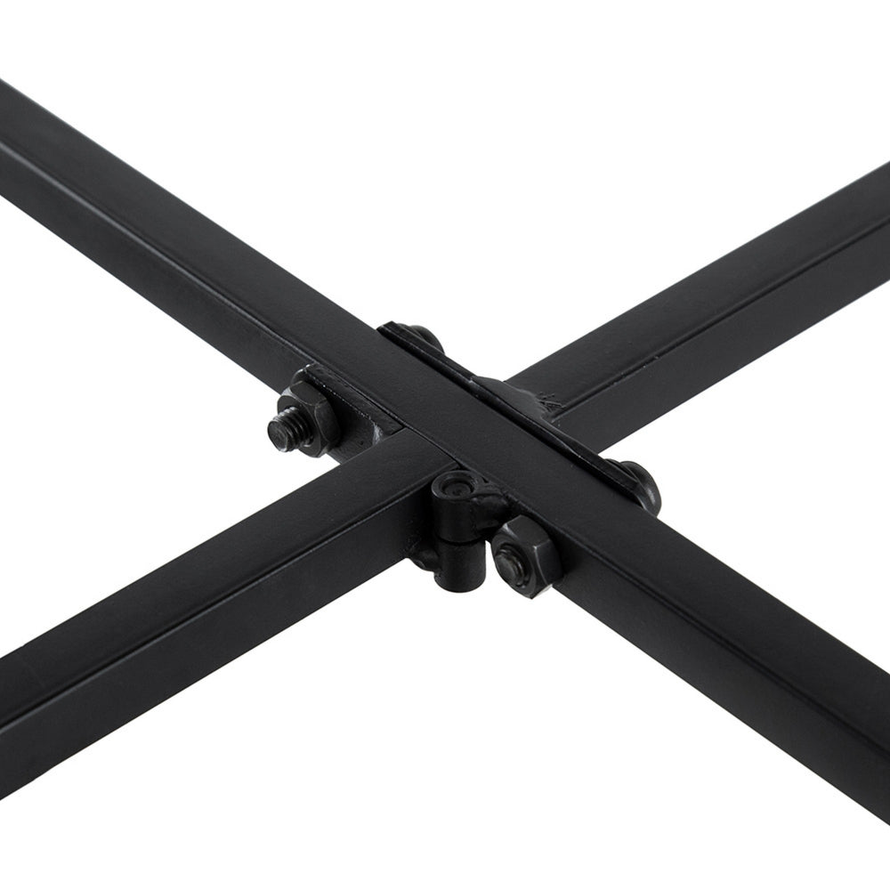 Benjara 43 Inch Elongated Mirror Top Coffee Table, Iron Frame, Gold Finish, Black