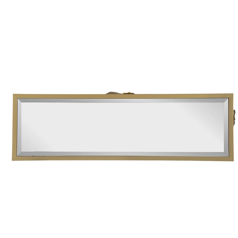 Benjara 39 Inch Mirrored Top Console Table, Elegant Floral Design, Iron, Matte Gold