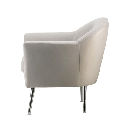Benjara 30 Inch Modern Accent Sofa chair, Curved, Ivory Fabric Upholstery