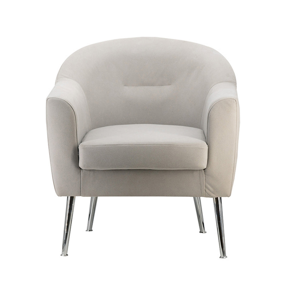 Benjara 30 Inch Modern Accent Sofa chair, Curved, Ivory Fabric Upholstery