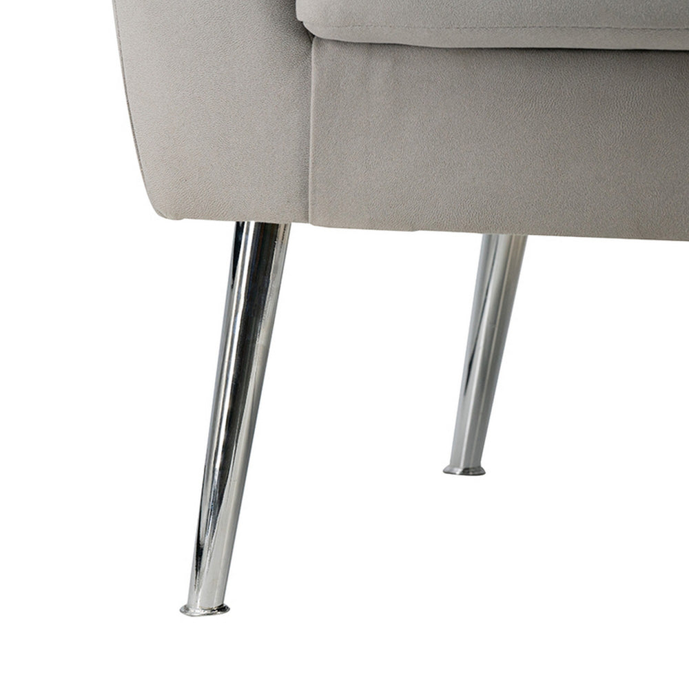 Benjara 30 Inch Modern Accent Sofa chair, Curved, Ivory Fabric Upholstery