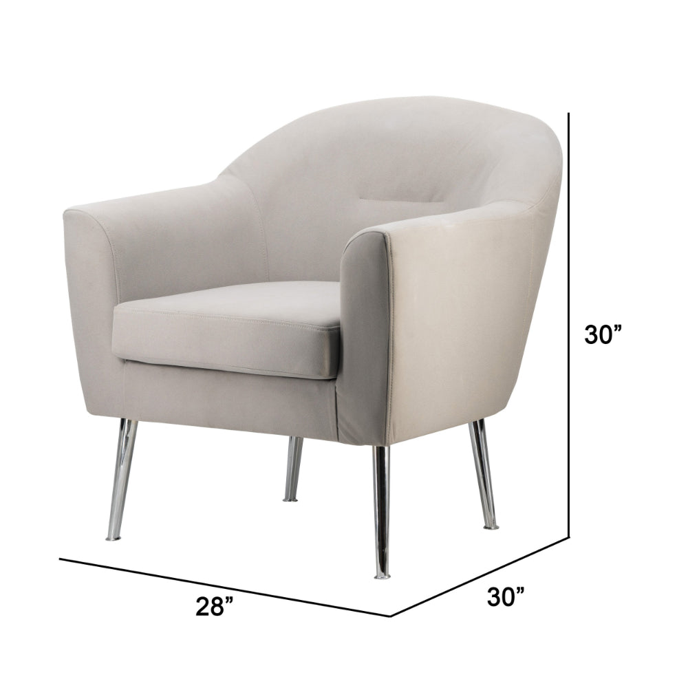 Benjara 30 Inch Modern Accent Sofa chair, Curved, Ivory Fabric Upholstery