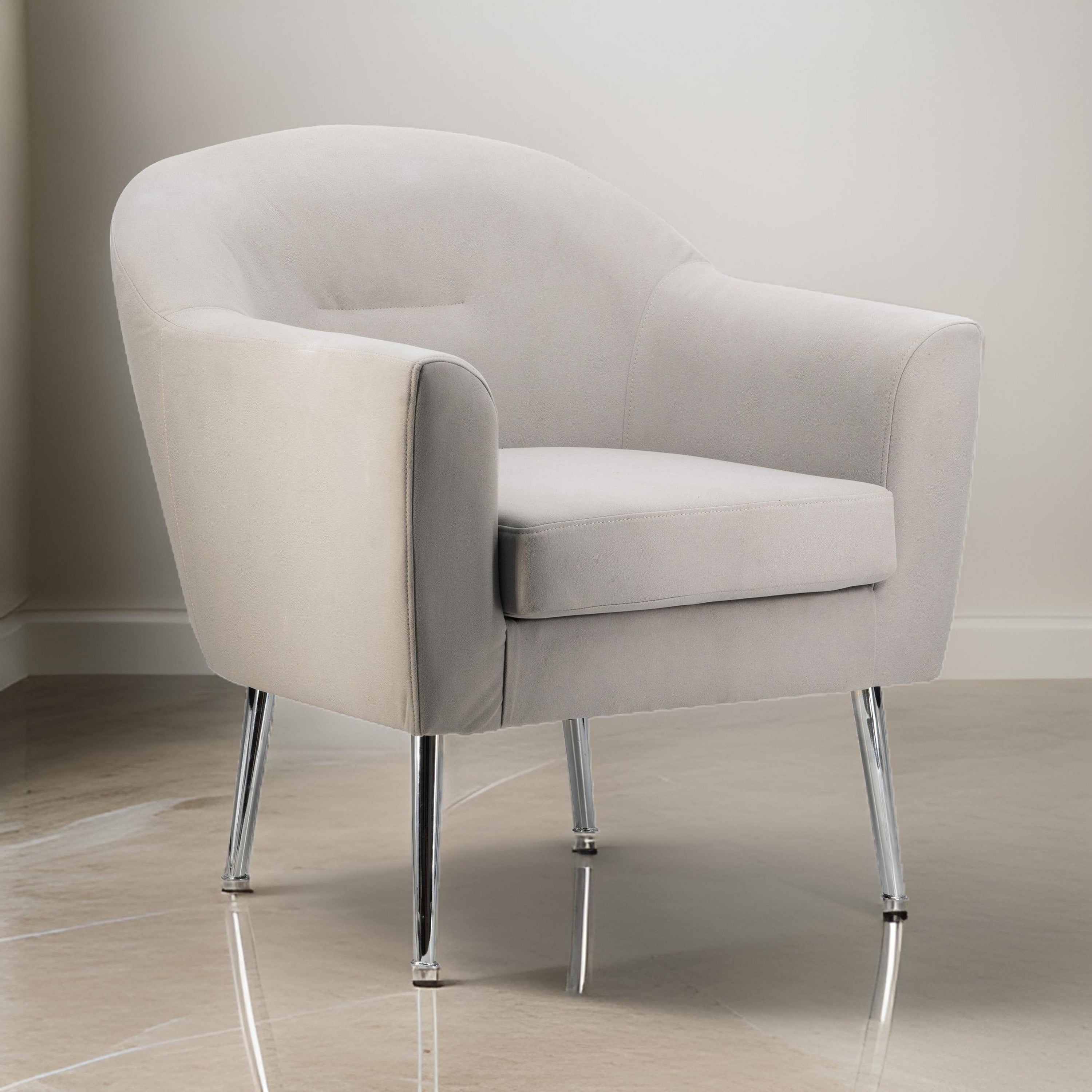 Benjara 30 Inch Modern Accent Sofa chair, Curved, Ivory Fabric Upholstery