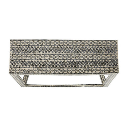 Benjara 36 Inch Accent Console Table, Capiz Shell Inlay, Rectangular, Gray