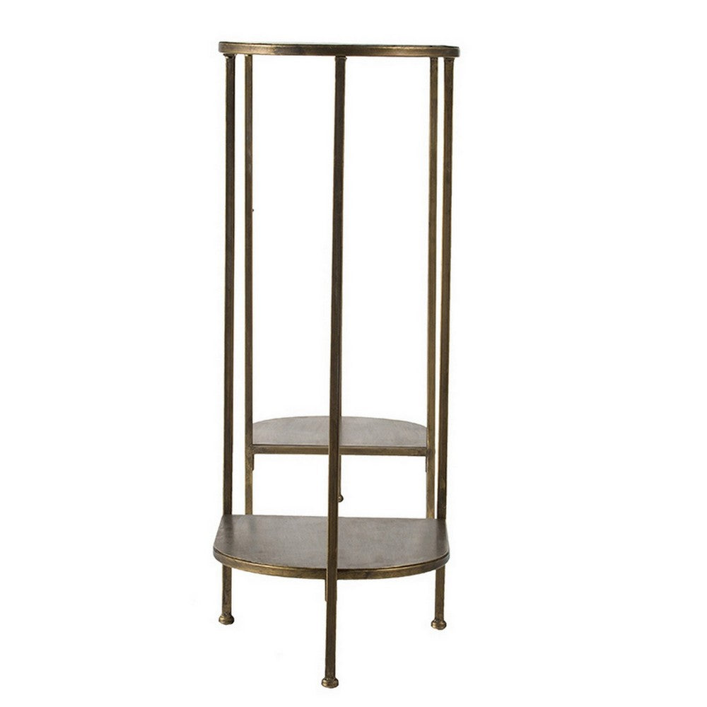 Benjara 57 Inch Console Table, Oval, Steel Frame, Modern, Bronze Finish