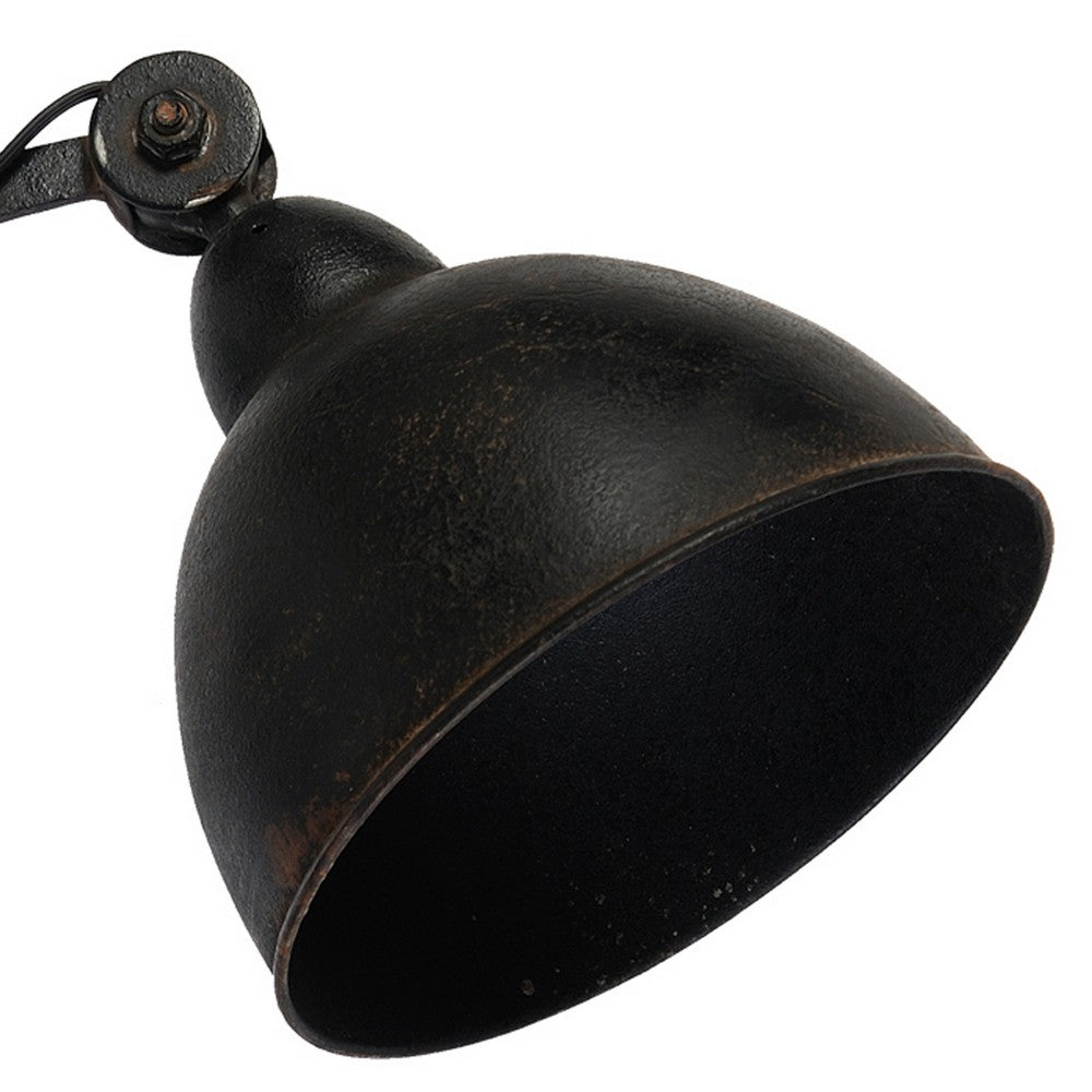 Benjara 18 Inch Wall Mounted Lamp, Extendable Accordion Arm, Iron, Antique Black