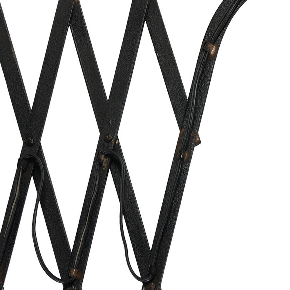 Benjara 18 Inch Wall Mounted Lamp, Extendable Accordion Arm, Iron, Antique Black