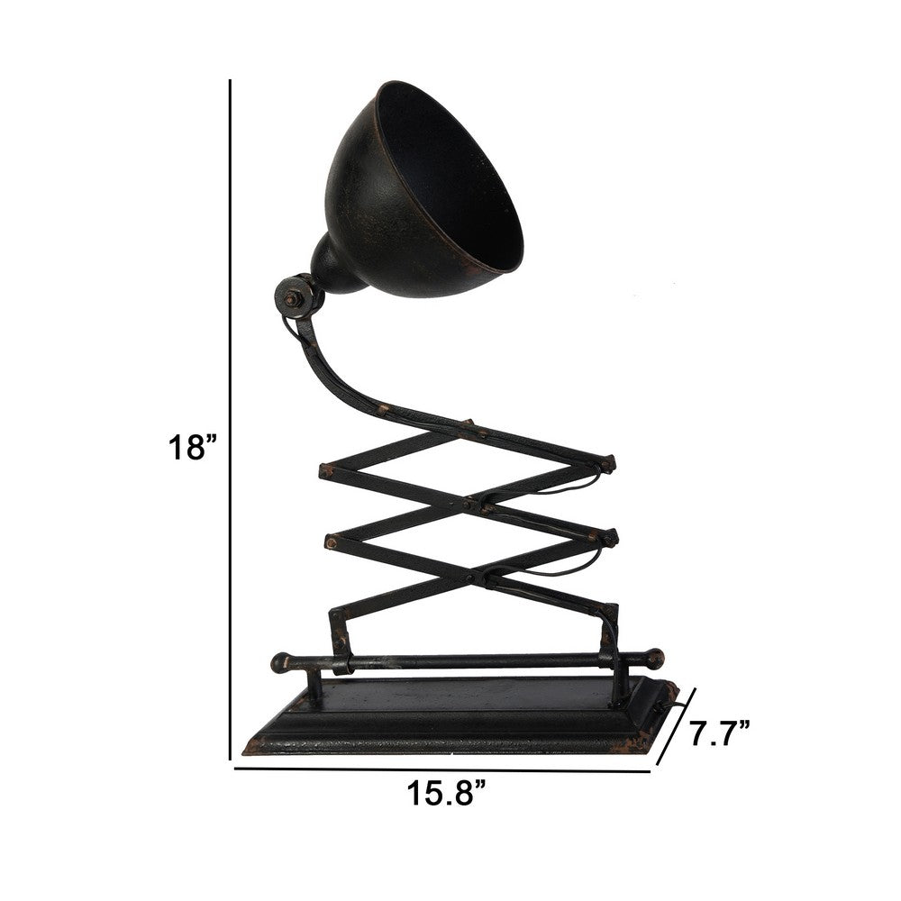 Benjara 18 Inch Wall Mounted Lamp, Extendable Accordion Arm, Iron, Antique Black