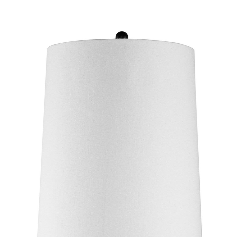 Benjara 61 Inch Modern Floor Lamp, Round Drum Shade, Aluminum Frame, White, Black