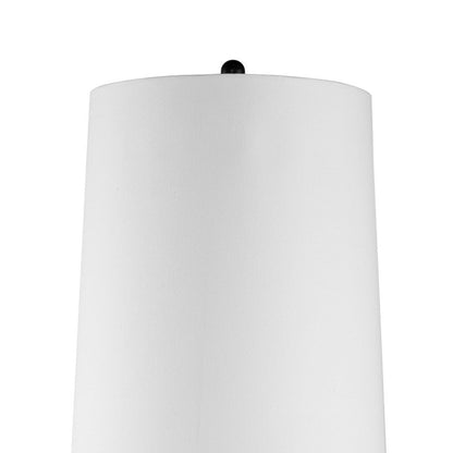 Benjara 61 Inch Modern Floor Lamp, Round Drum Shade, Aluminum Frame, White, Black
