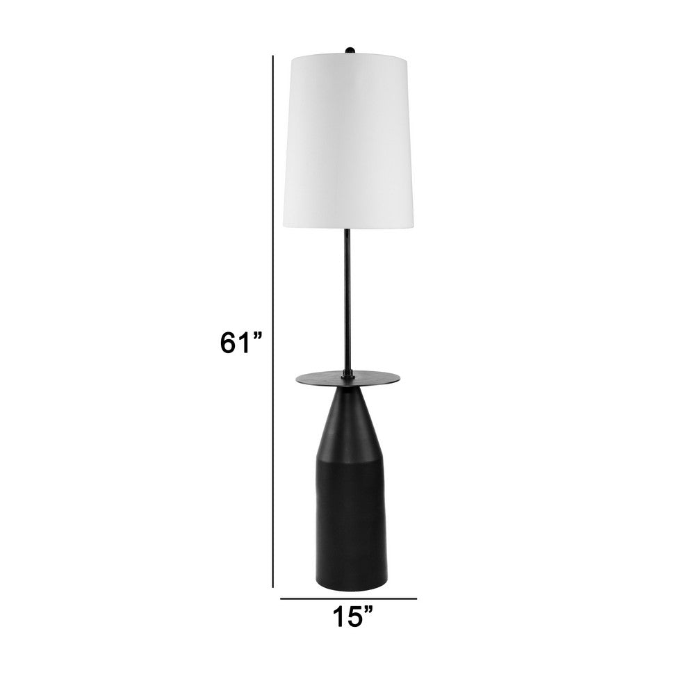 Benjara 61 Inch Modern Floor Lamp, Round Drum Shade, Aluminum Frame, White, Black